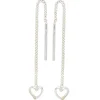 Durchzieher Ohrhänger 5,1x57,2mm Herz aus 925 Silber Ohrschmuck rhodiniert Damen