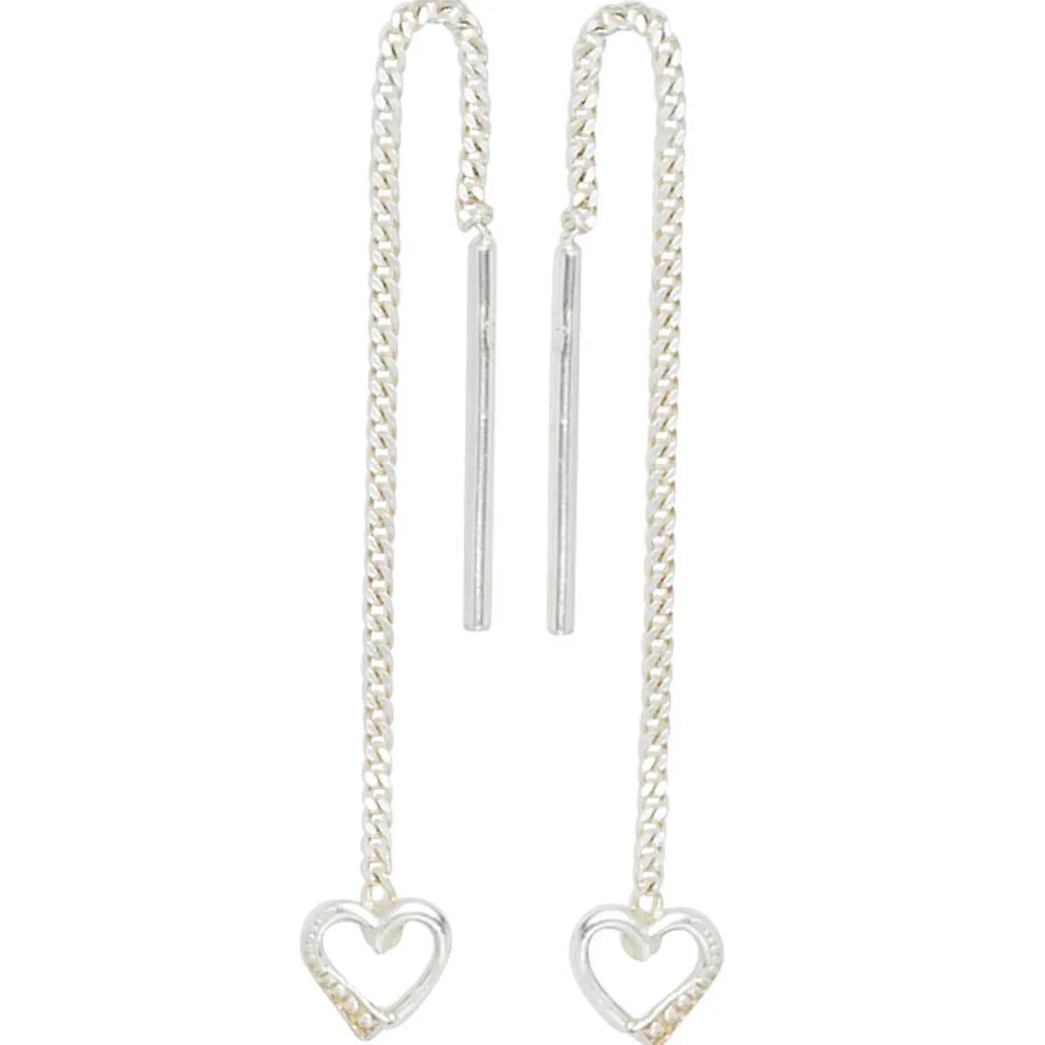Durchzieher Ohrhänger 5,1x57,2mm Herz aus 925 Silber Ohrschmuck rhodiniert Damen