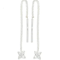 Durchzieher Ohrhänger 4,1x56,7mm Stern aus 925 Silber Ohrschmuck mit Zirkonia
