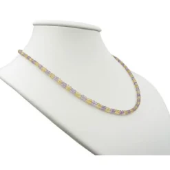 Edelsteinkette Collier aus Amethyst & Citrin & Silber, gelb violett