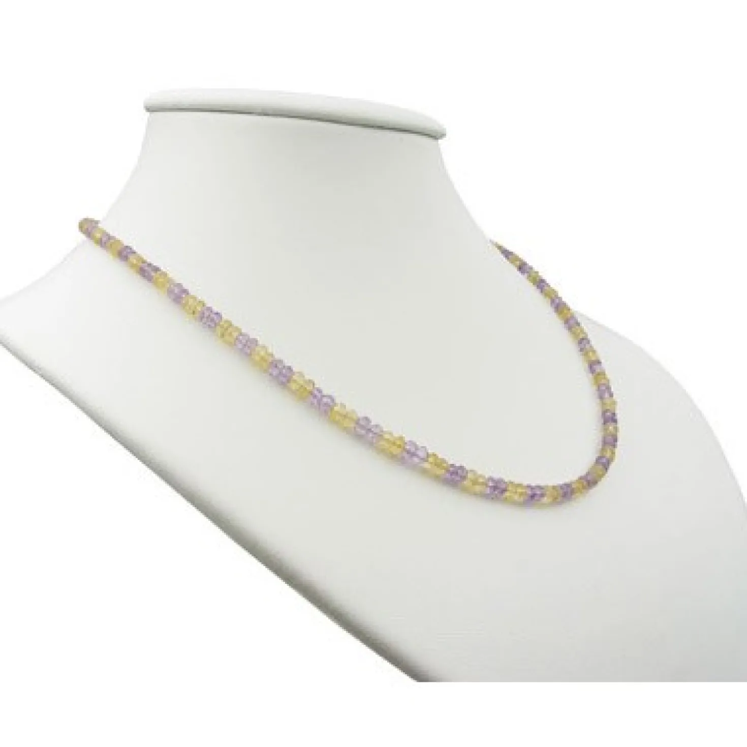 Edelsteinkette Collier aus Amethyst & Citrin & Silber, gelb violett