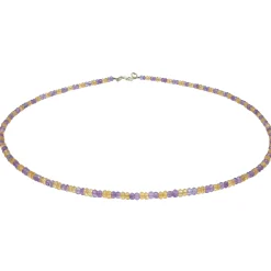 Edelsteinkette Collier aus Amethyst & Citrin & Silber, gelb violett