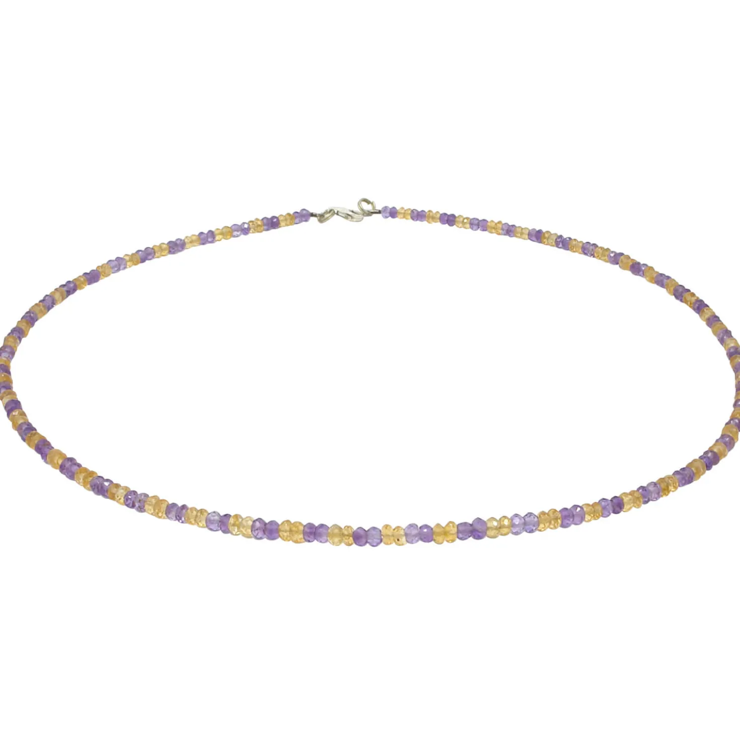 Edelsteinkette Collier aus Amethyst & Citrin & Silber, gelb violett