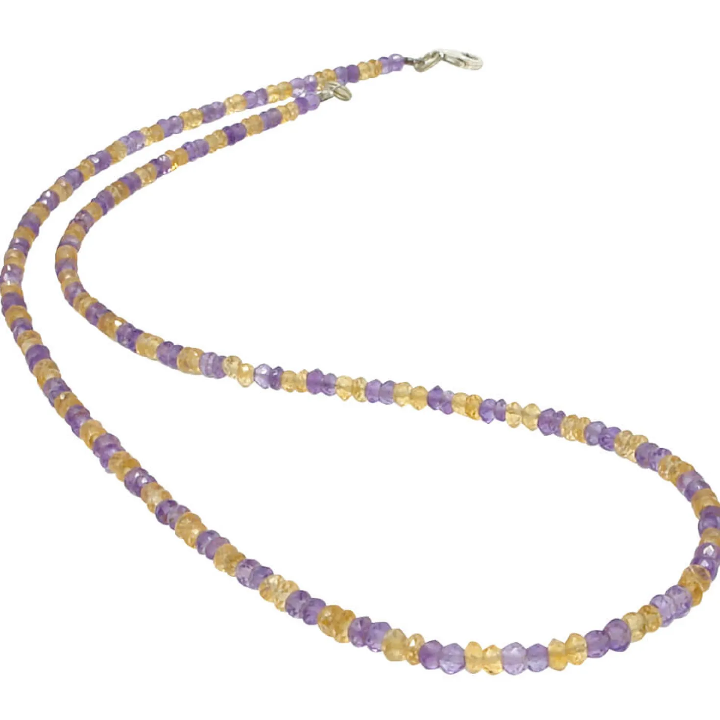 Edelsteinkette Collier aus Amethyst & Citrin & Silber, gelb violett