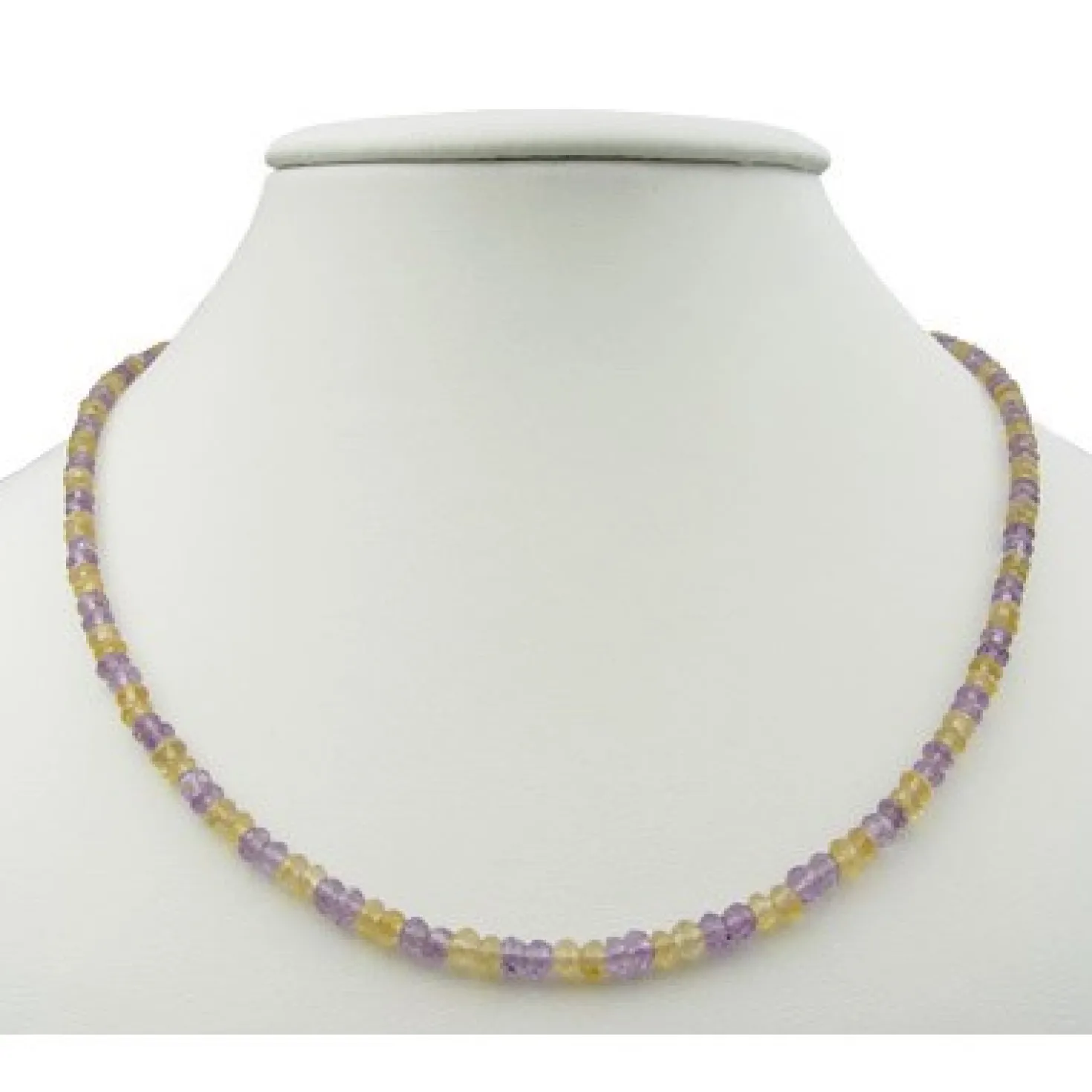 Edelsteinkette Collier aus Amethyst & Citrin & Silber, gelb violett