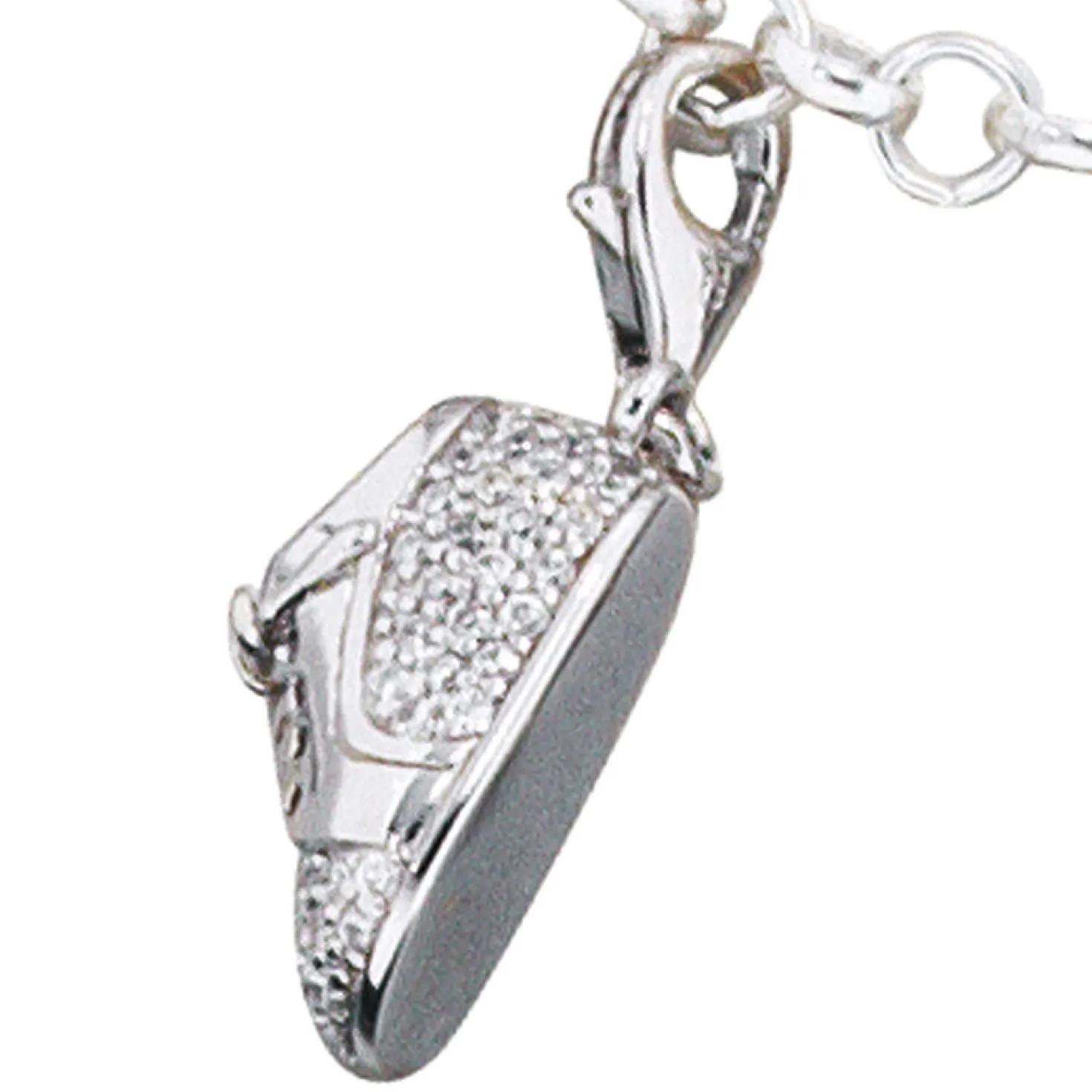 Einhänger Anhänger 8,2x17,3mm Charm Babyschuh Schuh mit Zirkonia 925 Silber