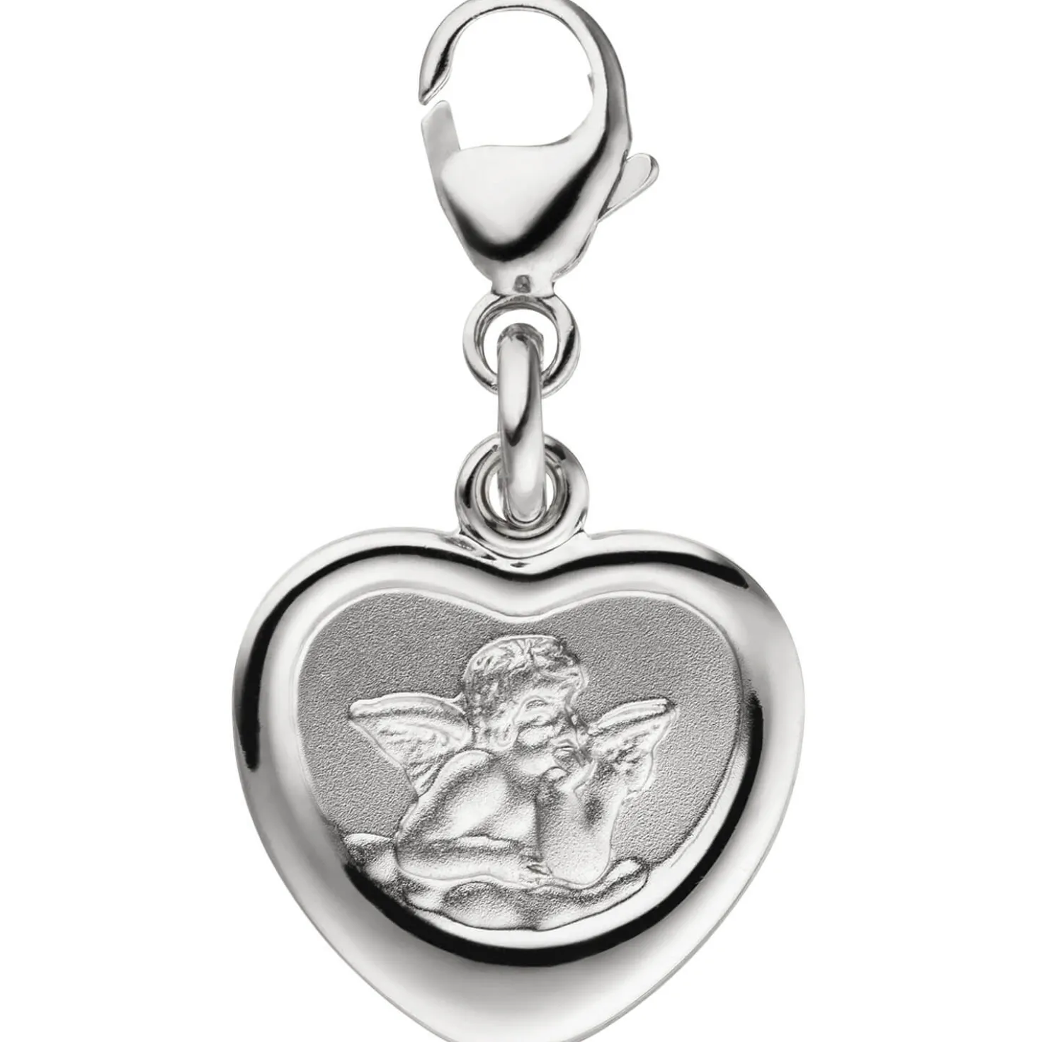 Einhänger Anhänger 12,6x13,9mm Charm Schutzengel im Herz aus 925 Silber