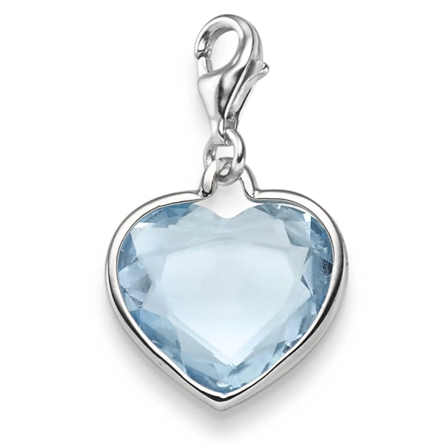 Einhänger Charm Herz Blautopas sky blue 26x16mm 585 Gold Weißgold