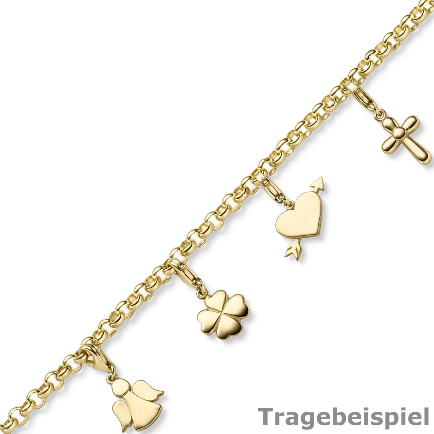 Einhänger Engel Engelchen Anhänger Charm aus 585 Gold Gelbgold glänzend 11x21mm