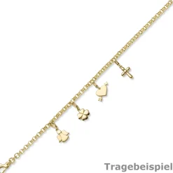 Einhänger Herz mit Pfeil Herzchen Amor Anhänger Charm 585 Gold Gelbgold 16x18mm
