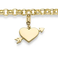Einhänger Herz mit Pfeil Herzchen Amor Anhänger Charm 585 Gold Gelbgold 16x18mm