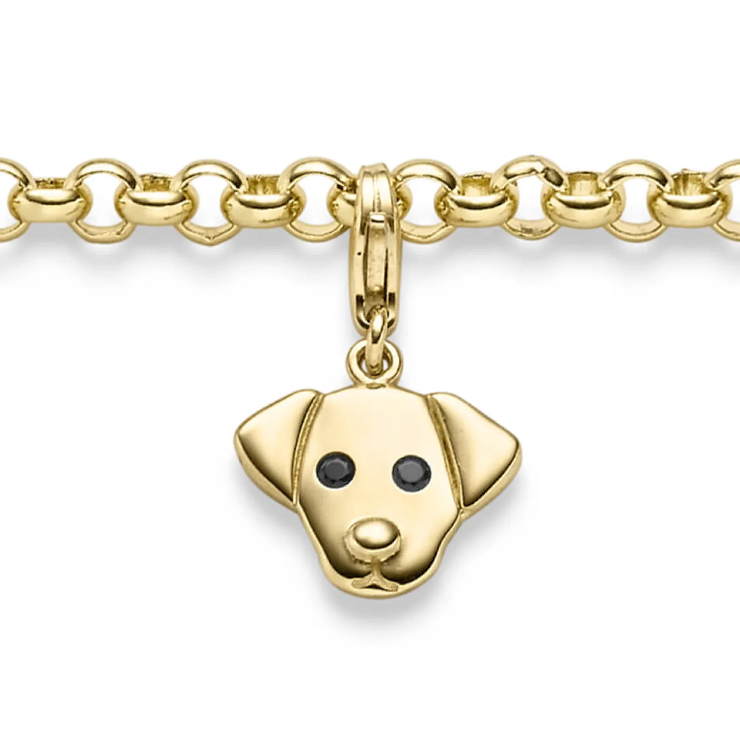 Einhänger Hund Hundkopf Anhänger Charm 585 Gold Gelbgold glänzend 12,5x20,5mm