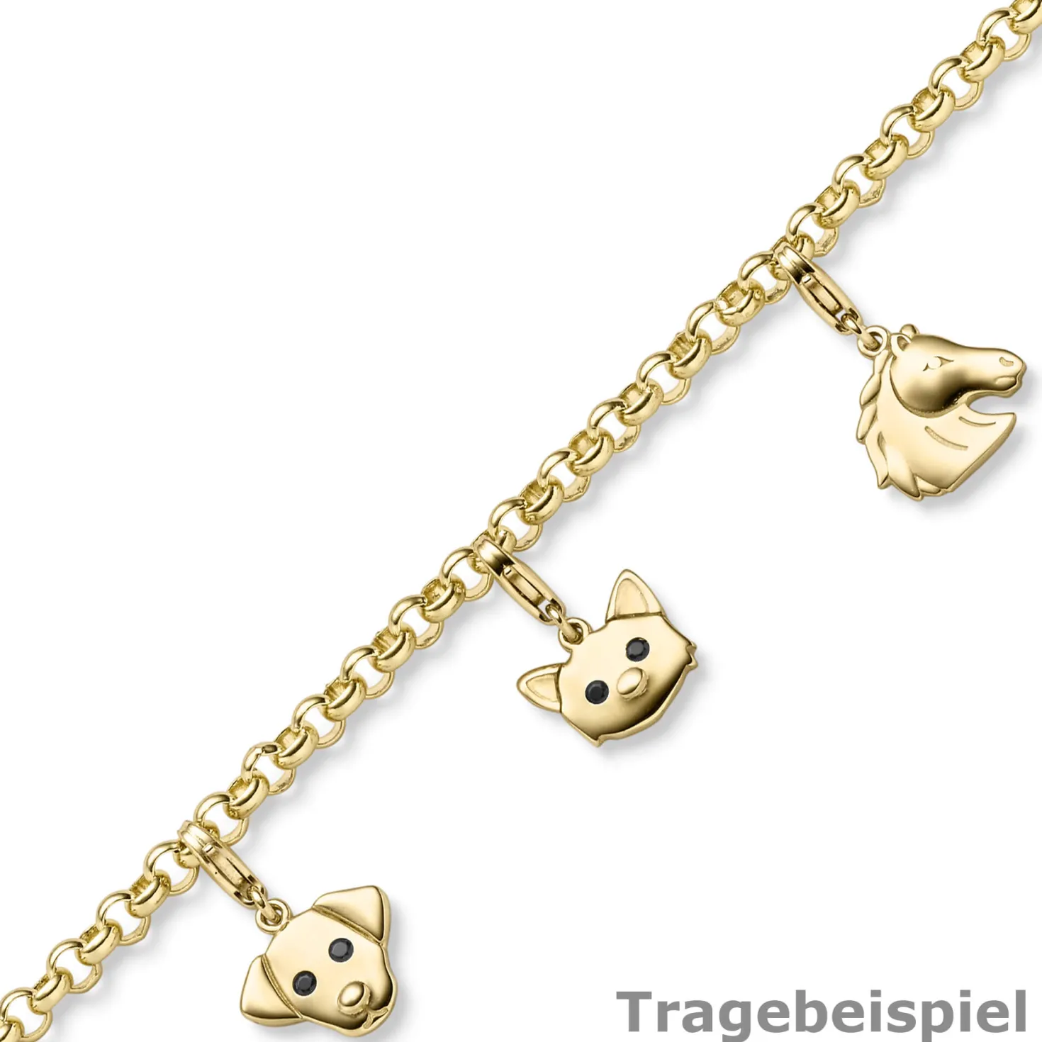 Einhänger Hund Hundkopf Anhänger Charm 585 Gold Gelbgold glänzend 12,5x20,5mm