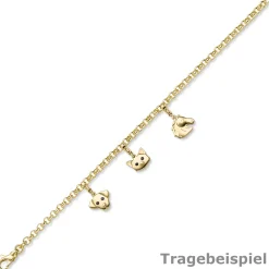 Einhänger Katze Katzenkopf Anhänger Charm 585 Gold Gelbgold glänzend 11,5x18mm