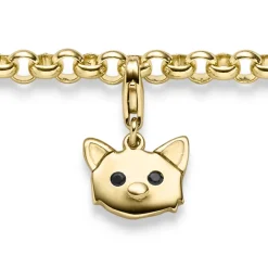 Einhänger Katze Katzenkopf Anhänger Charm 585 Gold Gelbgold glänzend 11,5x18mm