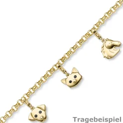 Einhänger Katze Katzenkopf Anhänger Charm 585 Gold Gelbgold glänzend 11,5x18mm