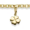 Einhänger Kleeblatt Glücksklee Charm aus 585 Gold Gelbgold glänzend 10x20,5mm