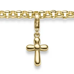 Einhänger Kreuz Kreuzchen Anhänger Charm aus 585 Gold Gelbgold glänzend 9x23mm