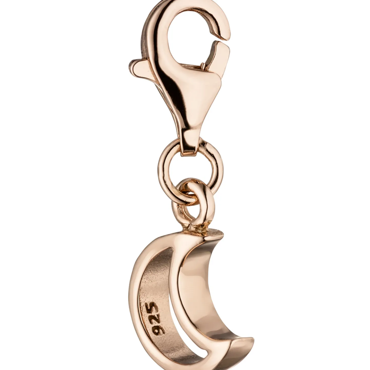 Einhänger Mond Halbmond Charm Anhänger 7,9x22mm aus 925 Silber rotgold vergoldet