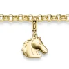 Einhänger Pferd Pferdkopf Anhänger Charm 585 Gold Gelbgold glänzend 12,5x18mm
