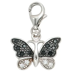 Einhänger Schmetterling 925 Silber Zirkonia schwarz weiß