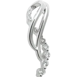 Eleganter Anhänger 25x7mm mit weißen Zirkonia glänzend frei geformt 925 Silber