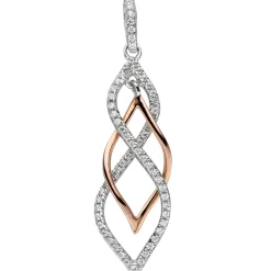 Eleganter Anhänger 10,4x39,4mm mit Zirkonia 925 Silber bicolor teilvergoldet