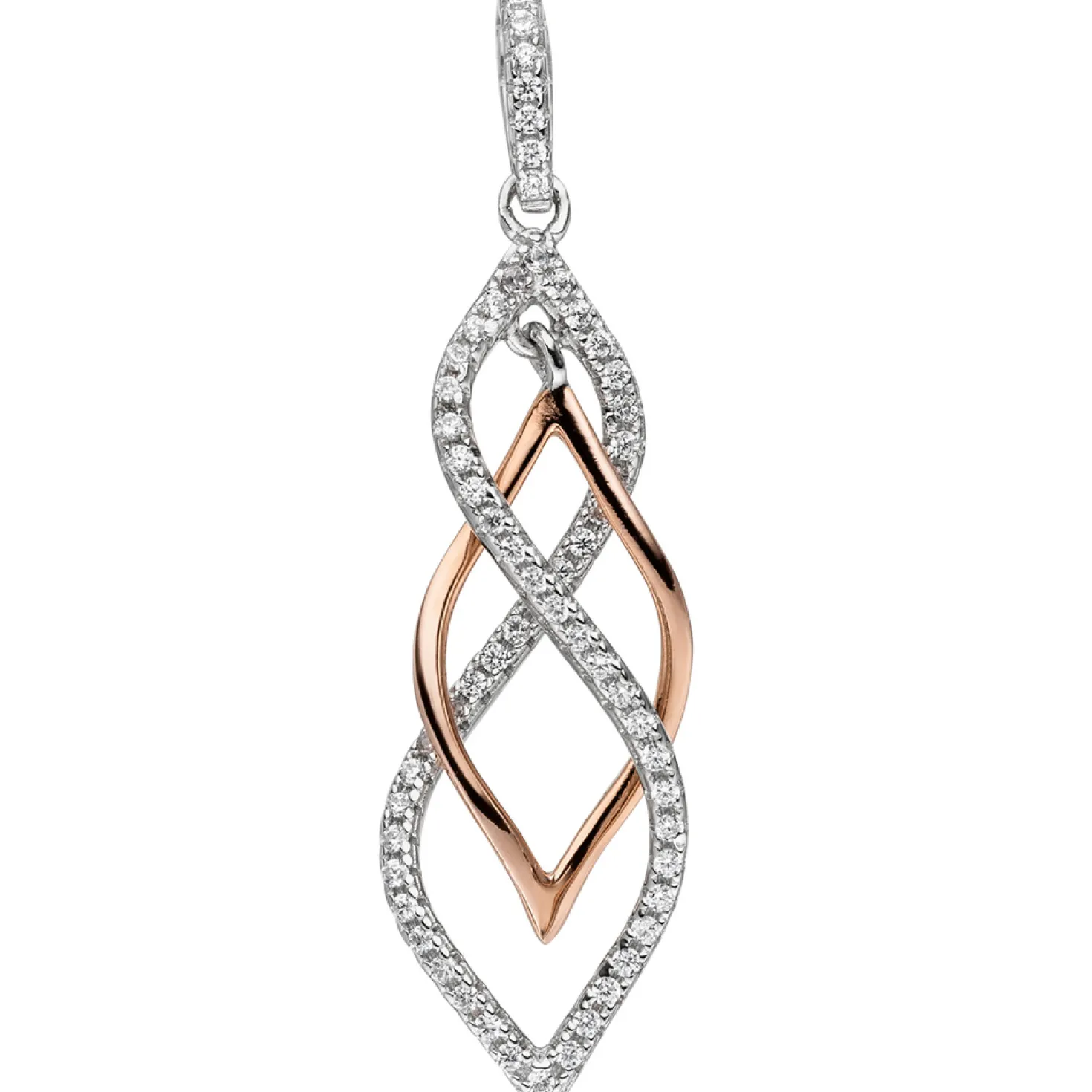 Eleganter Anhänger 10,4x39,4mm mit Zirkonia 925 Silber bicolor teilvergoldet