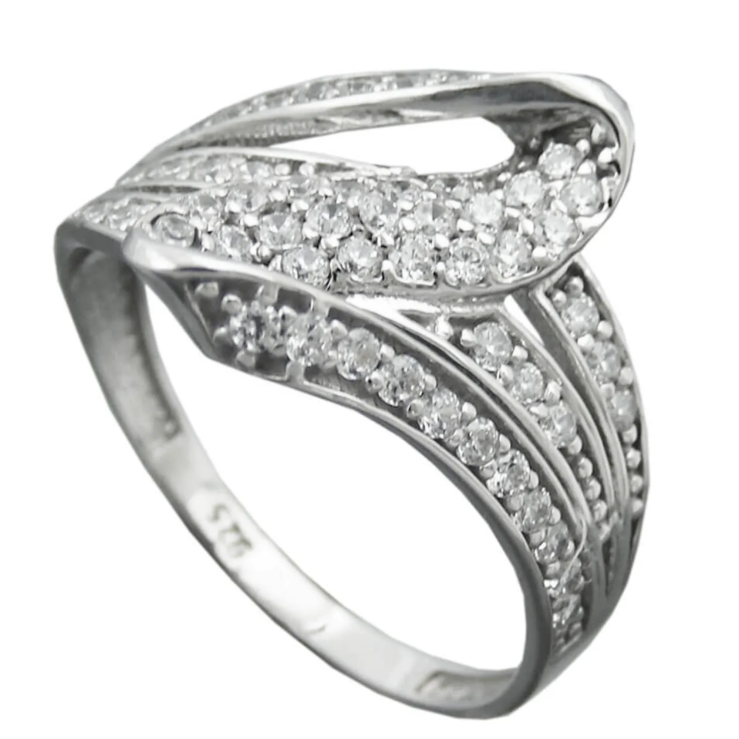 Eleganter Ring Damenring mit weißen Zirkonia 925 Silber