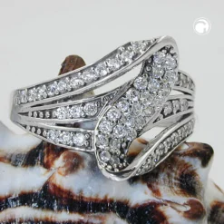 Eleganter Ring Damenring mit weißen Zirkonia 925 Silber