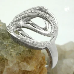 Eleganter Ring Damenring weiße Zirkonia zweilagig 925 Silber