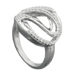 Eleganter Ring Damenring weiße Zirkonia zweilagig 925 Silber
