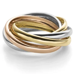 6-er Ring aus 585 Gold Gelbgold Weißgold Rotgold massiv tricolor Breite 6mm