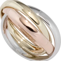 3-er Ring Damenring aus 585 Gold Gelbgold Weißgold Rotgold tricolor dreifarbig