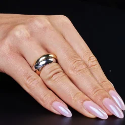3-er Ring 3x3mm aus 585 Gold Gelbgold Weißgold Rotgold massiv tricolor