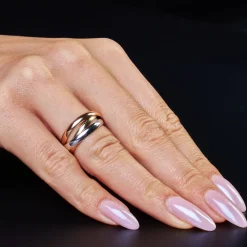 3-er Ring 3x4,5mm 585 Gold Gelbgold Weißgold Rotgold massiv tricolor Trinity