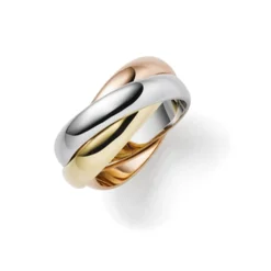 3-er Ring 3x4,5mm 585 Gold Gelbgold Weißgold Rotgold massiv tricolor Trinity