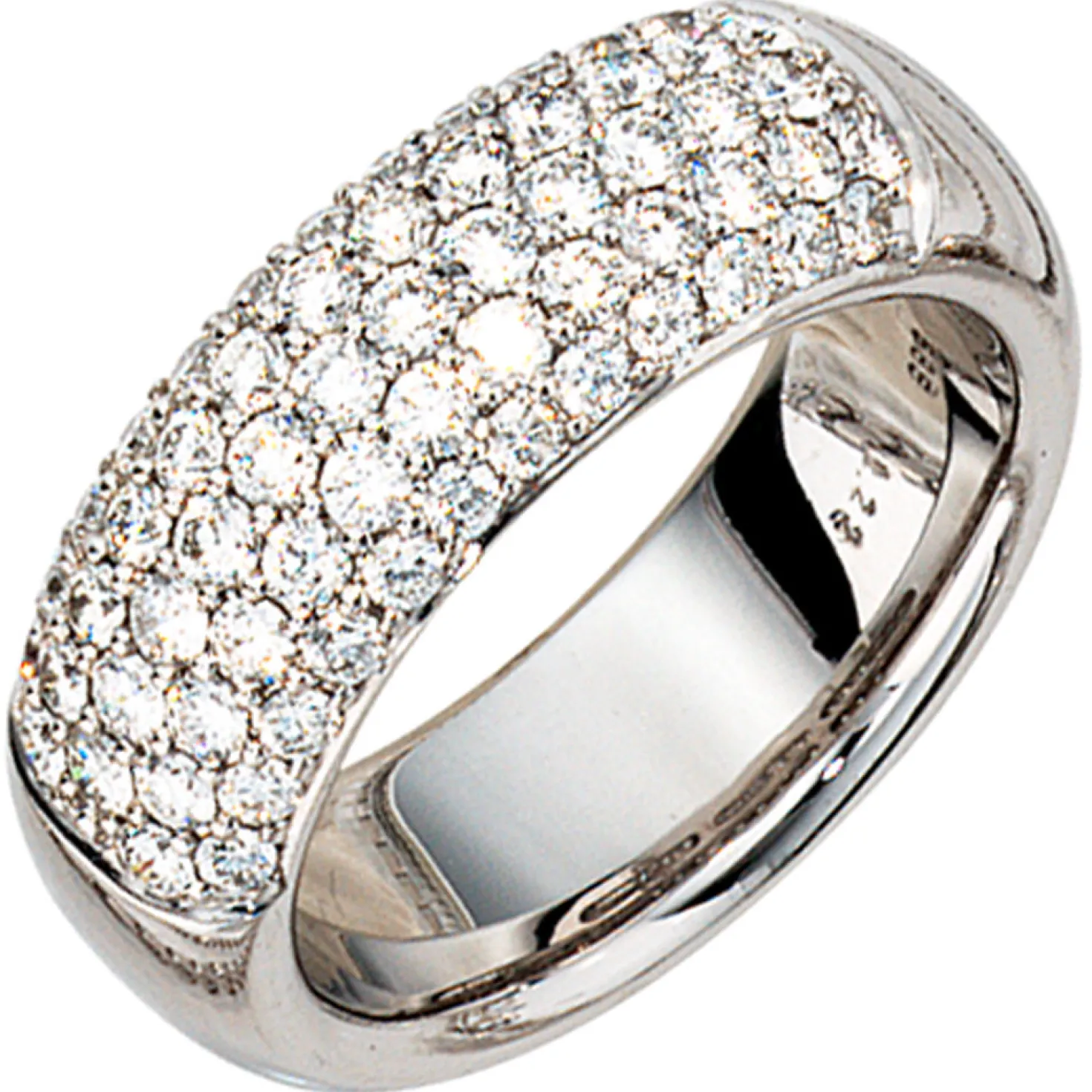 Exklusiver Ring Damenring mit 62 Diamanten 1.22Ct W/SI Brillanten 585 Weißgold