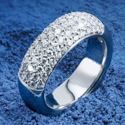 Exklusiver Ring Damenring mit 62 Diamanten 1.22Ct W/SI Brillanten 585 Weißgold