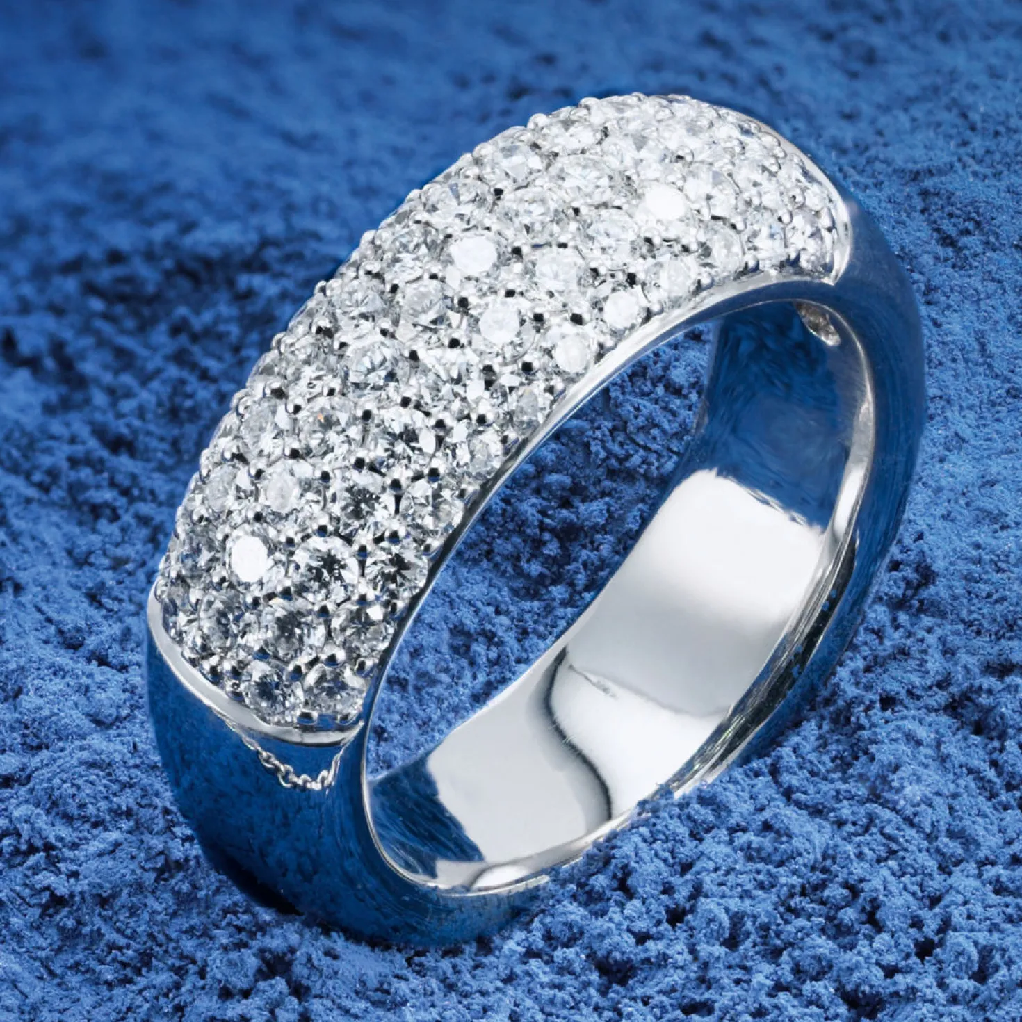 Exklusiver Ring Damenring mit 62 Diamanten 1.22Ct W/SI Brillanten 585 Weißgold