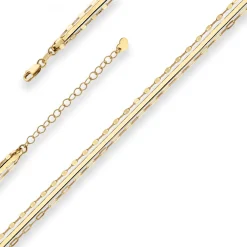 Fantasiekette Goldkette Collier Herzchen Halskette aus 585 Gold Gelbgold 38cm