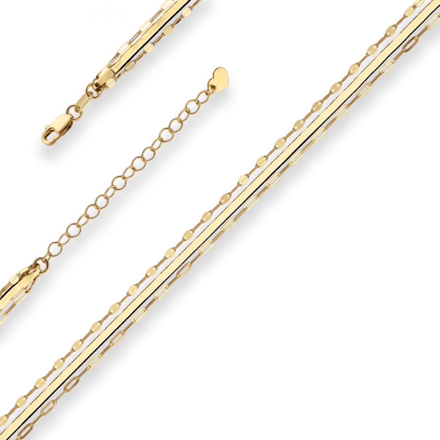 Fantasiekette Goldkette Collier Herzchen Halskette aus 585 Gold Gelbgold 38cm