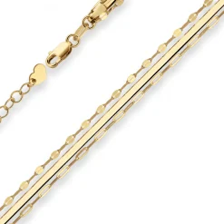 Fantasiekette Goldkette Collier Herzchen Halskette aus 585 Gold Gelbgold 38cm