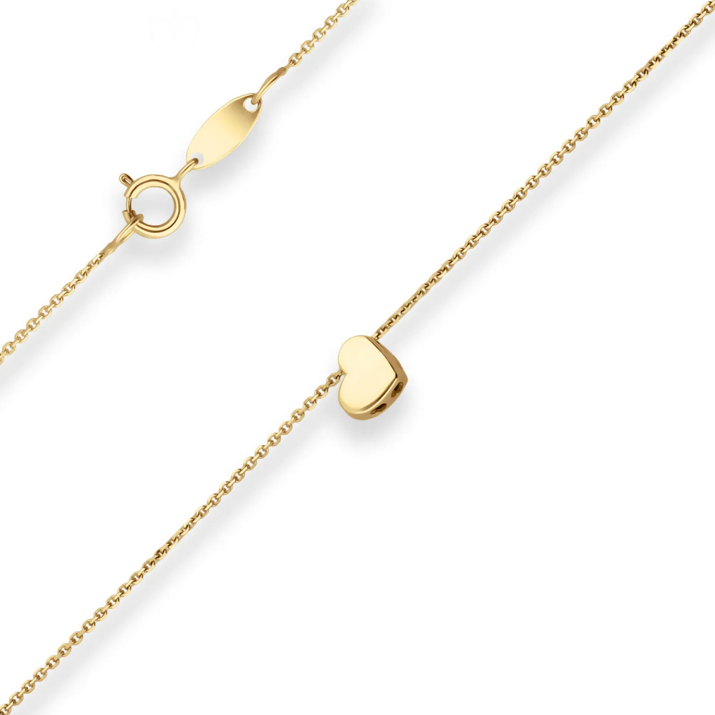 Fantasiekette Goldkette Collier Herz Halskette aus 585 Gold Gelbgold 42cm