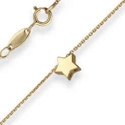 Fantasiekette Goldkette Collier Stern Halskette aus 375 Gold Gelbgold 42cm