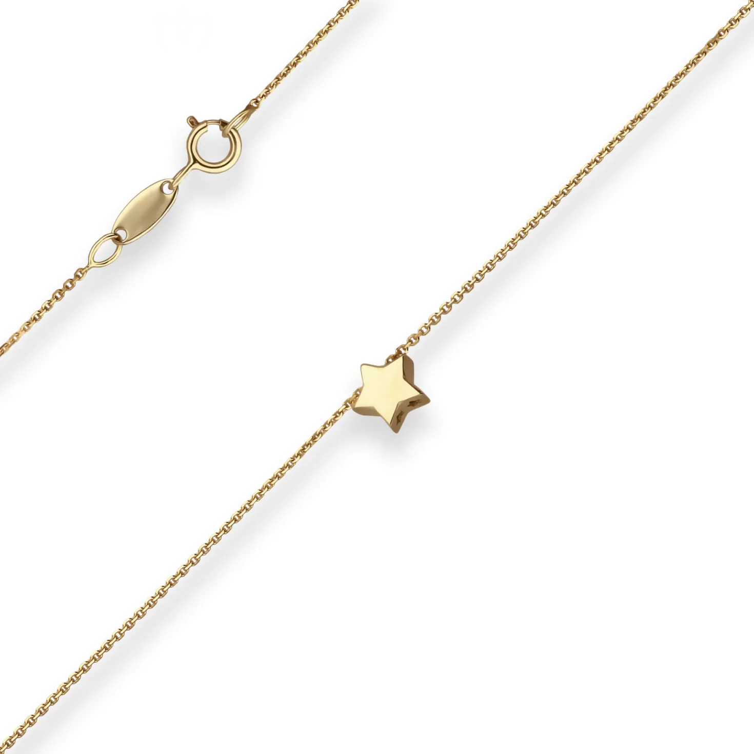 Fantasiekette Goldkette Collier Stern Halskette aus 375 Gold Gelbgold 42cm