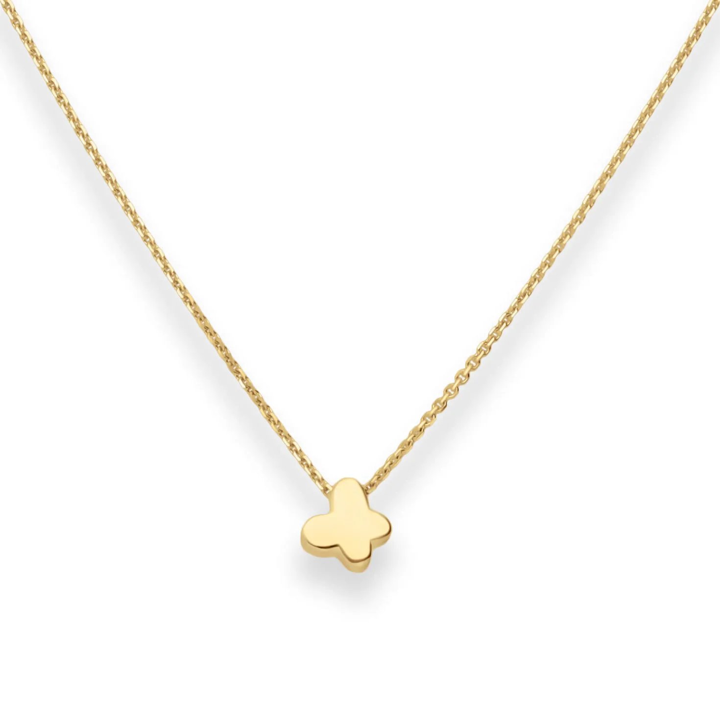 Fantasiekette Kette Collier Schmetterling Halskette aus 585 Gold Gelbgold 42cm