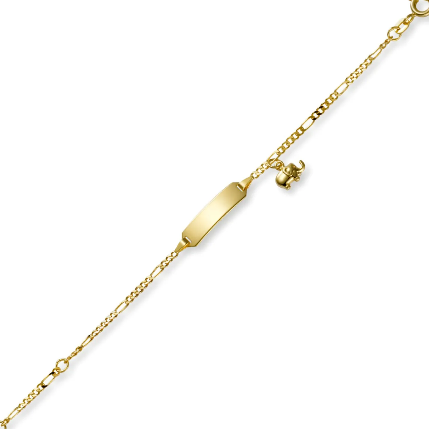 Figaro-Armband Armkette mit Elefant 585 Gelbgold 12-14cm Identbändchen Kinder