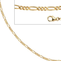 Figarokette, Kette Collier Halsschmuck aus 333 Gold Gelbgold, 42cm
