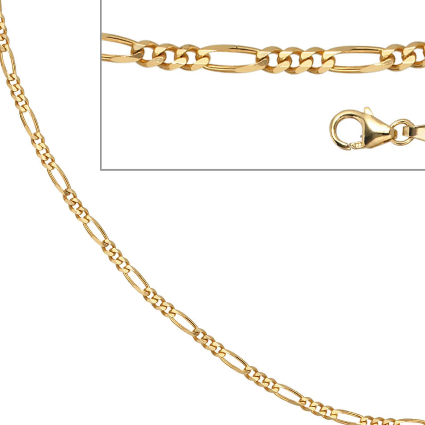 Figarokette, Kette Collier Halsschmuck aus 333 Gold Gelbgold, 42cm